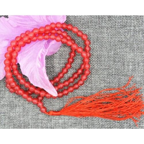 Natural 6mm stone Buddhist Light ruby 108 Prayer Beads Mala Bracelet Necklace