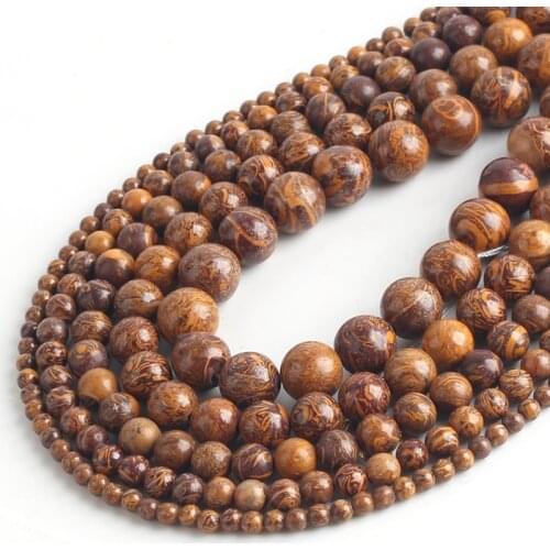 Wholesale Natural Stone Beads Elephant Skin Jaspers Round Loose Beads For Jewelry Making Bracelet Diy 15 inches 4/6/8/10/12mm