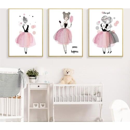 Baby Girls Dress Wall Art Poster And Print Quotes Canvas Painting Nursery Pictures Nordic Children Kids Room Home Decoration