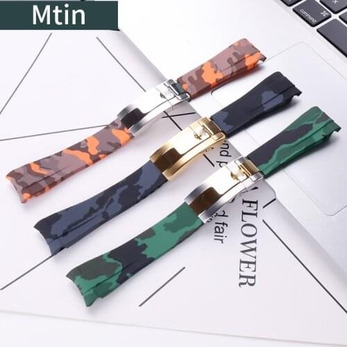20mm Camouflage Rubber Strap Mens Watch Accessories For Rolex Watch Band Outdoor Sports Wristband Buckle Ladies Bracelet
