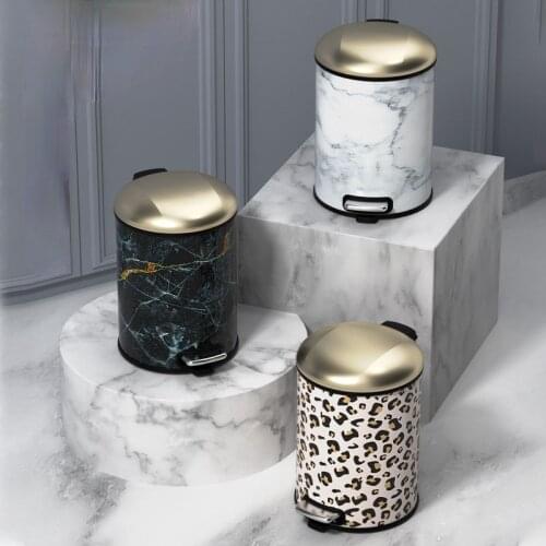 Luxury Modern Trash Can Cover Pedal Standing Trash Can Stainless Steel Rangement Cuisine Household Cleaning Tools BK50LJ