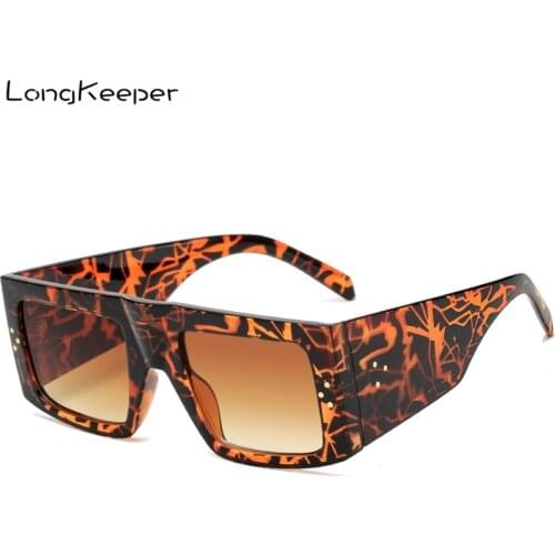 Luxury Oversized Square Sunglasses Women 2020 Brand Design Rivet Thick Frame Retro Flat Top Sun Glasses UV400 oculos feminino