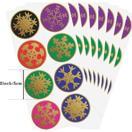 Merry Christmas Theme Sealing Snowflake Sticker Xmas New Year Party DIY Gifts Lined Baking Decor Packaging Multifunctional Label