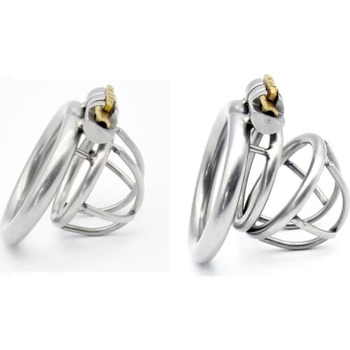 Super Small Stainless Steel Male Chastity Device Cock Cage With Penis Ring Penis Lock Bondage Sex Toys For Men Chastity Belt