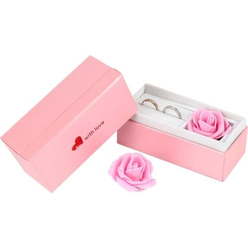 Wedding Engagement Valentine Surprise Romantic Flower Double Ring Velvet Creative Gift Box Jewelry Packaging Display Case