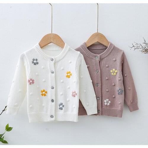 Baby Girl Sweater Toddler Embroidered Cardigan Sweater Children Thicken Flower Sweater Autumn Winter Baby Girl Clothes Coat