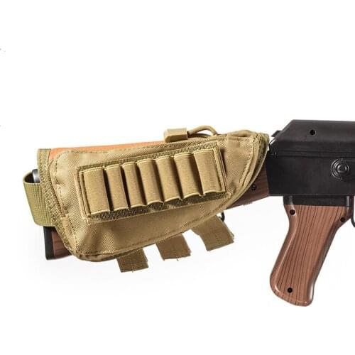 Tactical Rifle Buttstock Pack Bag Cheek Pad Rest Shell Mag Ammo Pouch Muti-functional Hunting Zipper Pocket Magazine Bandolier