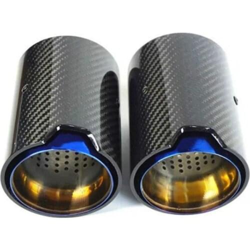 Car Universal Exhaust Pipe M Burnt Blue Carbon Fiber Exhaust Tips for M Performance Exhaust Pipe for BMW Exhaust Tips