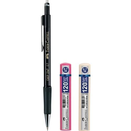 Faber-Castell 1347 Versatile Pencil 0.7 Black + 120 PIECES 0.7 Tip 2 Pieces