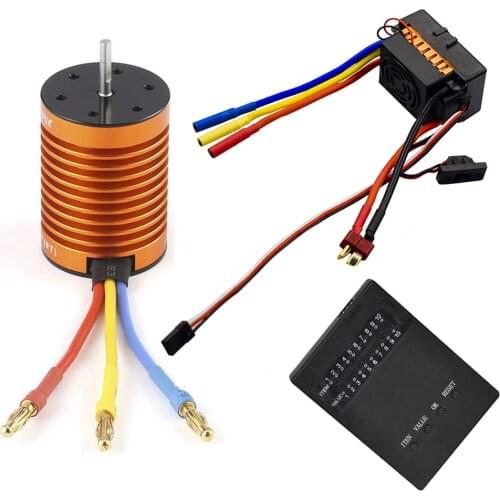 Waterproof 10T 3930KV 4poles Sensorless Brushless Motor with 60A Electronic Speed Controller Combo Set for 1/10 RC Car and Truck