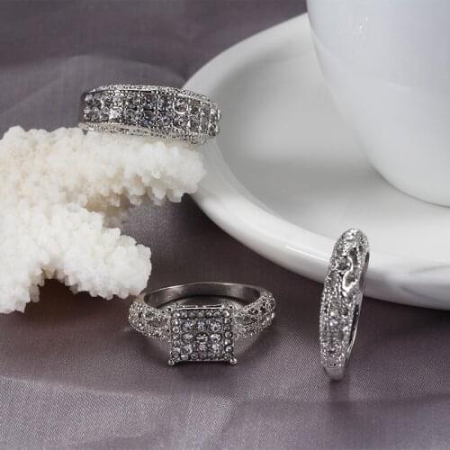 Women Rings Wedding Jewelry Round Square Couple Pair Ring Pendant Personality Party Girlfriend Accessories Anniversary Gift