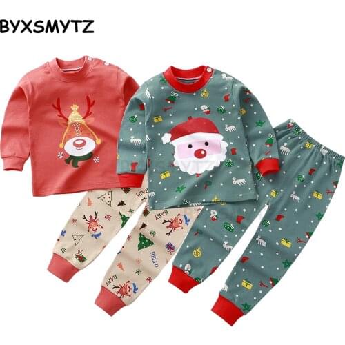 Boy Pajama Set 2022 Christmas Elk Santa Claus Pattern Sleepwear Suit Kids Cotton Pijama Autumn Winter Baby Boys Girl Clothes