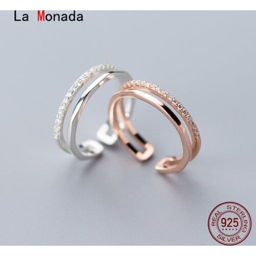 La Monada 50-57mm Double Layer 925 Sterling Silver Rings For Women Beautiful Wedding Women Ring Adjustable Fine In Jewerly Open