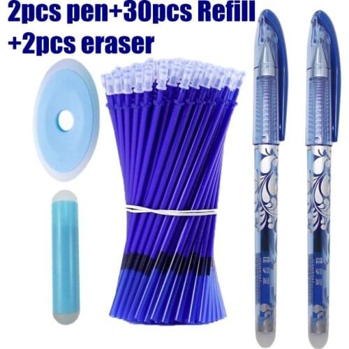 34 Pcs/set Erasable Gel Pen Refills Rod 0.5mm Washable Handle Magic Erasable Pen for School Pen Writing Tools Kawaii Stationery