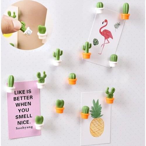 6pcs/Set 3D Cute Succulent Plant Message Board and Reminder for Kitchen Refrigerator Magnet Button Cactus decoration accessories