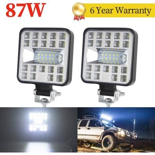 87W Car LED Bar Worklight 48W Offroad Work Light 12V 24V Light Fog Lamp 4x4 LED Tractor Headlight Bulbs Spotlight for Truck ATV