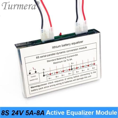 Turmera 8S 24V 5A 8A Active Equalizer Module for 3.2V 100Ah 280Ah 310Ah Lifepo4 Battery and 3.7V 18650 Lithium Battery Pack Use