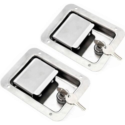 Hardware 2 Pack Stainless Steel Paddle Slam Latch With Lock & Key - Flush Single Point Handle For Door Trailer RV Jeep