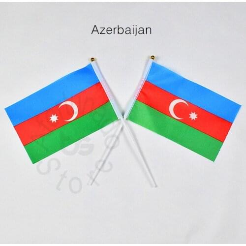 Azerbaijan flag Banner 14*21cm hand waving National flag Home Decoration flag banner