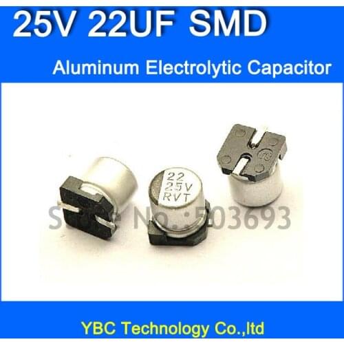 Free Shipping 200pcs/lot 25V 22UF SMD Aluminum Electrolytic Capacitor 5*5MM