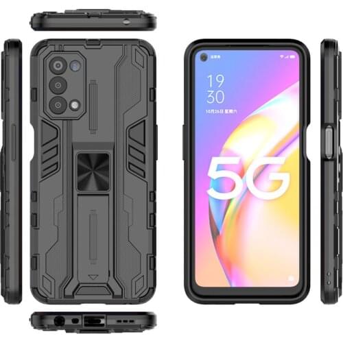 Magnetic Kickstand Soft TPU Bumper Armor Shockproof Case For OPPO A54 5G A74 5G A93 5G Lens Protection Hard PC Stand Back Cover