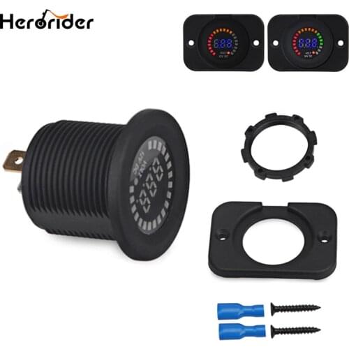 Herorider Digital Waterproof Motorcycle Voltmeter Gauge Voltage Meter Volt Meter Boat Motorbike Car Motorcycle 12v 24v Voltmeter