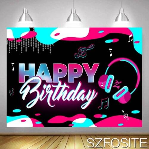 Dynamic Music Headset Musical Note Backdrop Girl Birthday Party Decoration Kid Room Newborn Custom Background Photography Photos