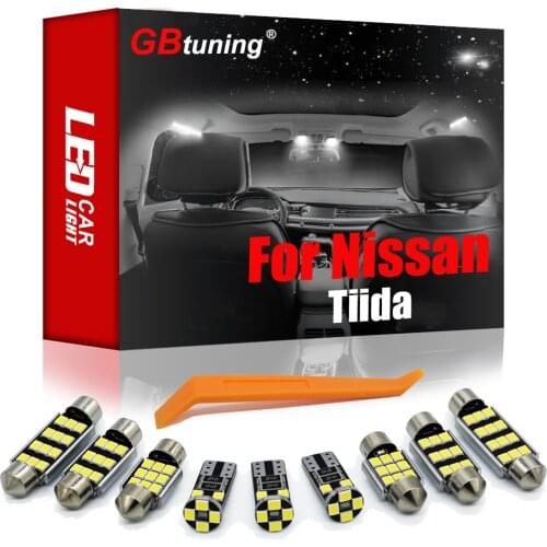 GBtuning Canbus LED Interior Light Kit 6pcs For 2007-2019 Nissan Tiida C11 C12 C13 Vehicle Dome Map Trunk Bulb Lamp Accessories