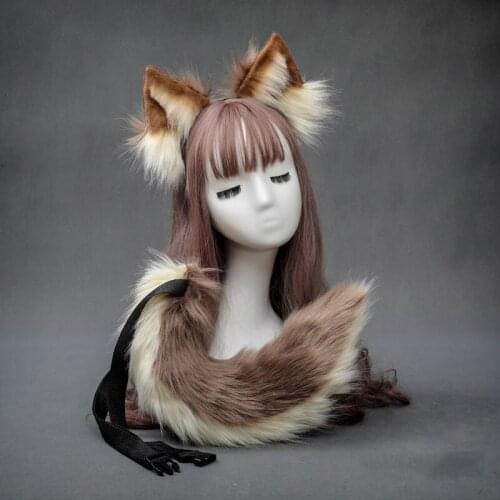 Anime Lolita Headdress Cosplay Animal Headband Plush Dog Ears Tail Cosplay Props Cosplay Halloween Party Costume Fancy Dress