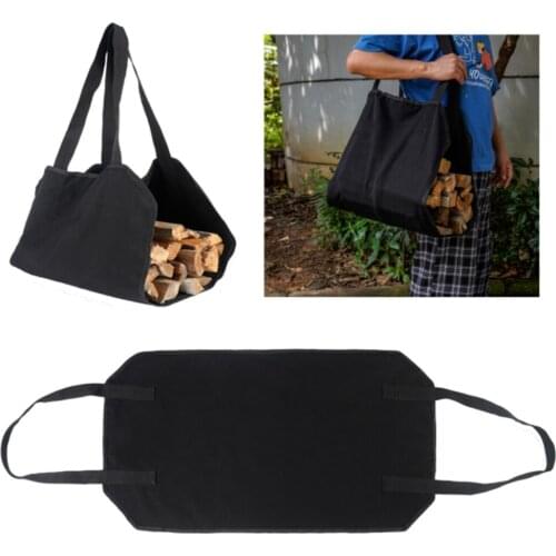 Canvas Firewood Carrier Bag Portable Outdoor Camping Firewood Log Carry Storage Pouch