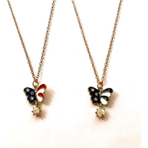 Crystal rhinestone butterfly necklace metal choker chain butterfly pendant necklace fashion women costume jewellery handmade