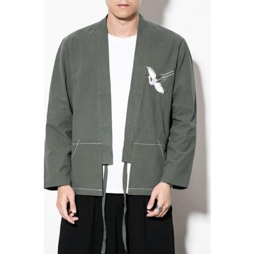 Chinese Retro Plus Size 5XL Tang suit jackets Coat Mens Cotton Linen embroidered Hanfu male Traditional Taoist Robe Clothing