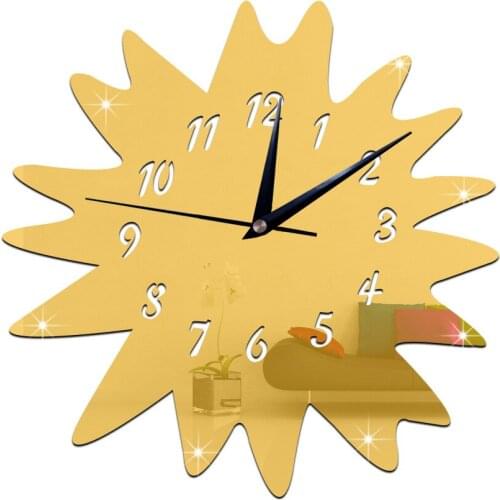 GZ027 Creative Windmill Toothed Gear 3D Mirror DIY Wall Clock Room Home Decoration Sweep Movement Clock reloj de pared