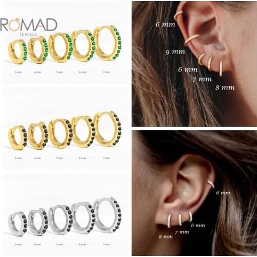 ROMAD Round Circle Hoop Earrings Ear Bone Nose Ring 925 Sterling Silver Earrings For Women Aretes Jewelry Pendientes Mujer