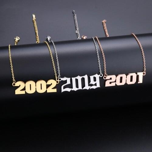 Lateefah Gold Numbers Choker Necklace Personalized Old English Year Number Necklaces Custom Year Birthday Christmas Gift