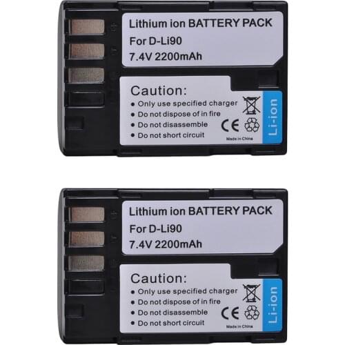 2X 2200mAh D-Li90 DLi90 Li-ion Battery for PENTAX 645 645D 645Z K-1 K-01 K-3 K-5 K-5D K-5IIs K-7 K-7D K1 K01 K3 K5 K5D II 2