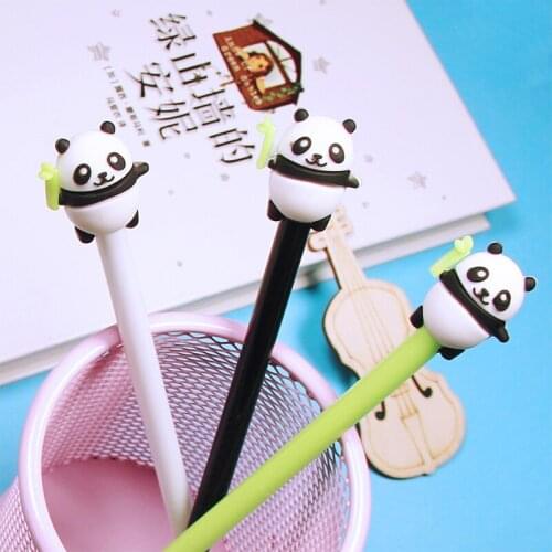 Cute Soft Rubber Koala Gel Pen Kawaii 0.5mm Black Ink Neutral Pen Office Supplies Needle Pens Japanese Stationery Kids Gifts