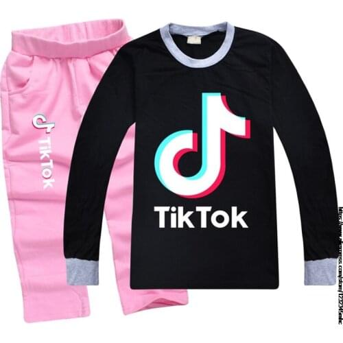 Tik Tok Fashion Kids Clothing Set Children Clothes Sets Cartoon Baby Girls Outfits Teenagers Boys Sports Suit