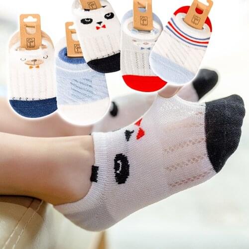 Summer boys Kids Boat Socks cute bear Invisible infant Child Cotton Socks for Spring Girls Low Cut cartoon mesh Breathable Socks