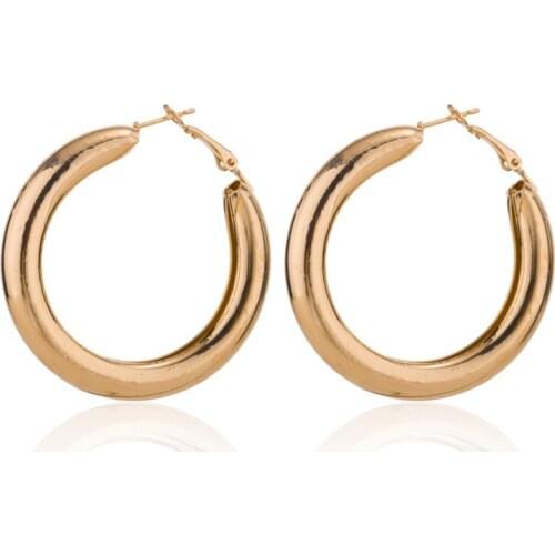 Latest Round Hoop Women Earrings Simple Gold Fashion Earring Designs for Ladies