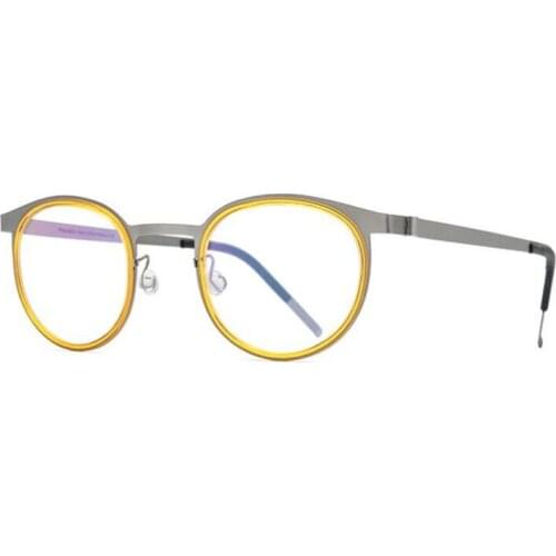 Retro Acetate Alloy Glasses Unisex Full Rim Round Optical Eyewear Frame Clear Lens Vintage Prescription Myopia Reader Eyeglasses