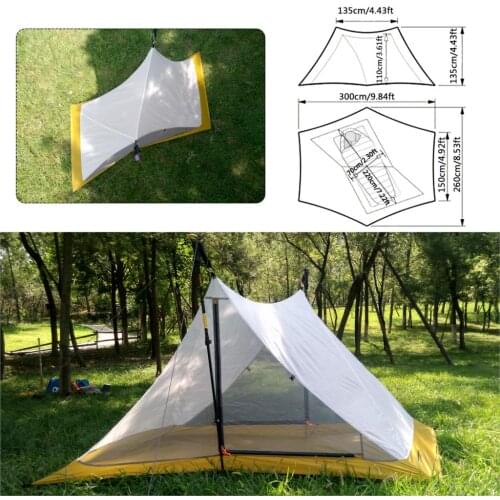 510g Ultralight 1-2 Persons 3 Seasons Inner Tent Outdoor Camping Silicone Coating Nylon & Mesh Rodless Double Tower Large Tent