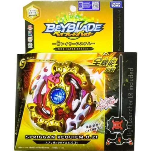 Tomy Beyblade B-100 Starter Spriggan Requiem God Layer Burst Tops with Light Launcher Metal Battle Gyro Toys Collection Kid Gift
