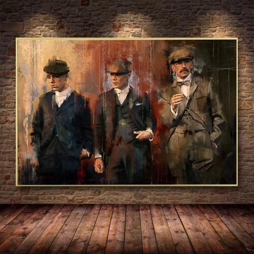 Peaky Blinders Movie TV Posters Prints Figure Art Oil Painting on Canvas Portrait of Tommy Shelby Wall Pictures for Home Decor