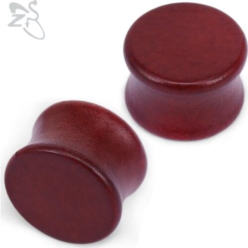 ZS 2 Pcs/lot Wooden Plug & Tunnel Unisex Ear Guages Piercing Reddish Brown Color Ear Stretchers Expanders Body Jewelry Piercings