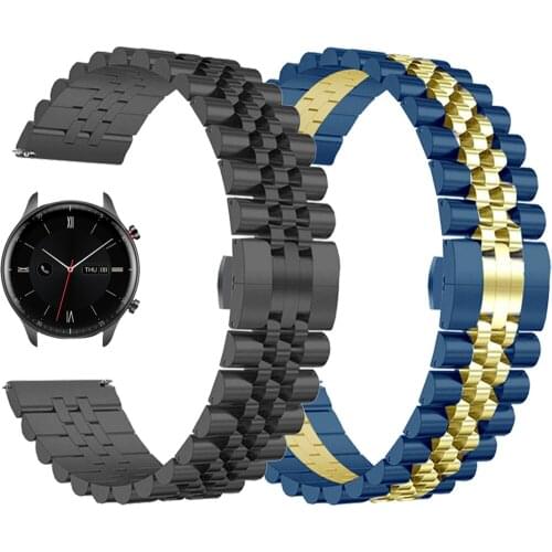 For Amazfit GTS/2/2e/GTS2 Mini/GTR 42/47mm/GTR 2 Luxury Metal Watchband Belt Bracelet Amazfit Bip Stainless Steel Strap 20 22mm