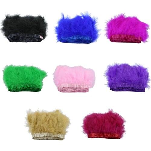 2 Meters Luxury Dyed Turkey Feather Fringe Trim Dyed Feather Trimmings Ribbon