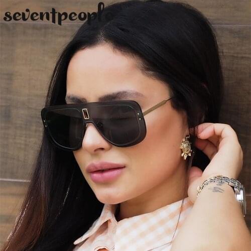 Oversized Rimless Sunglasses Women 2021 Luxury Brand Channel One Piece Sun Glasses For Men Square Trendy Shades Big Frame