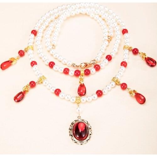 Luxury Vintage Fake Pearl Double Layers Necklace Water Drop Pendant Women Necklace Accessories Pearl Jewelry Gift for Lover