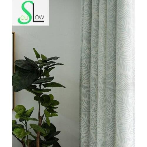 Slow Soul Blue Light Coffee Chenille Jacquard Curtains For Living Room Kitchen Bedroom Modern Simple Curtain Leaves Window
